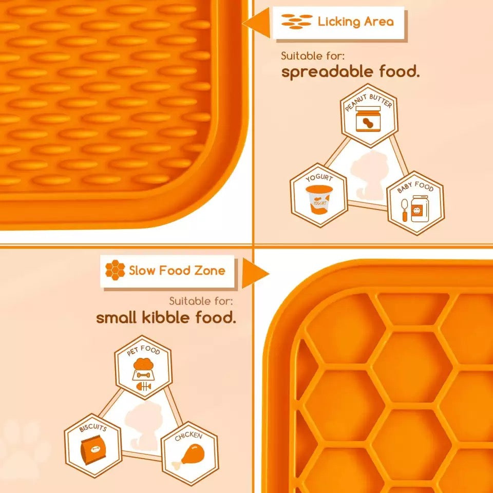 Dog Lick Mat — Non-Slip Silicone Slow Feeder (Blue & Orange)