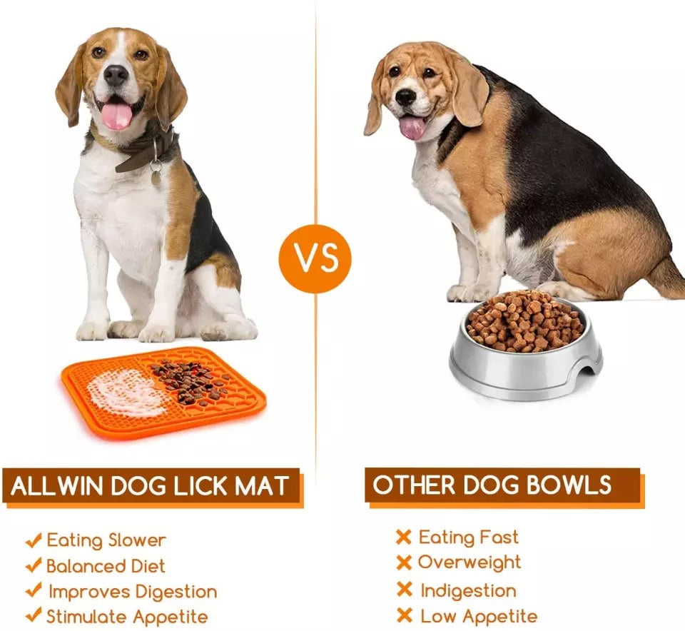 Dog Lick Mat — Non-Slip Silicone Slow Feeder (Blue & Orange)
