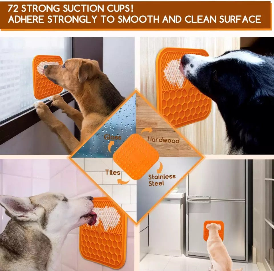 Dog Lick Mat — Non-Slip Silicone Slow Feeder (Blue & Orange)