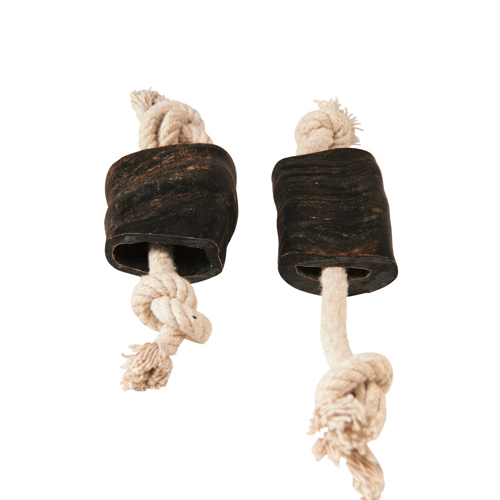 Water Buffalo Horn 14" Cotton Rope Tug Toy Dog Chews-2 Count-10 oz (WSP)