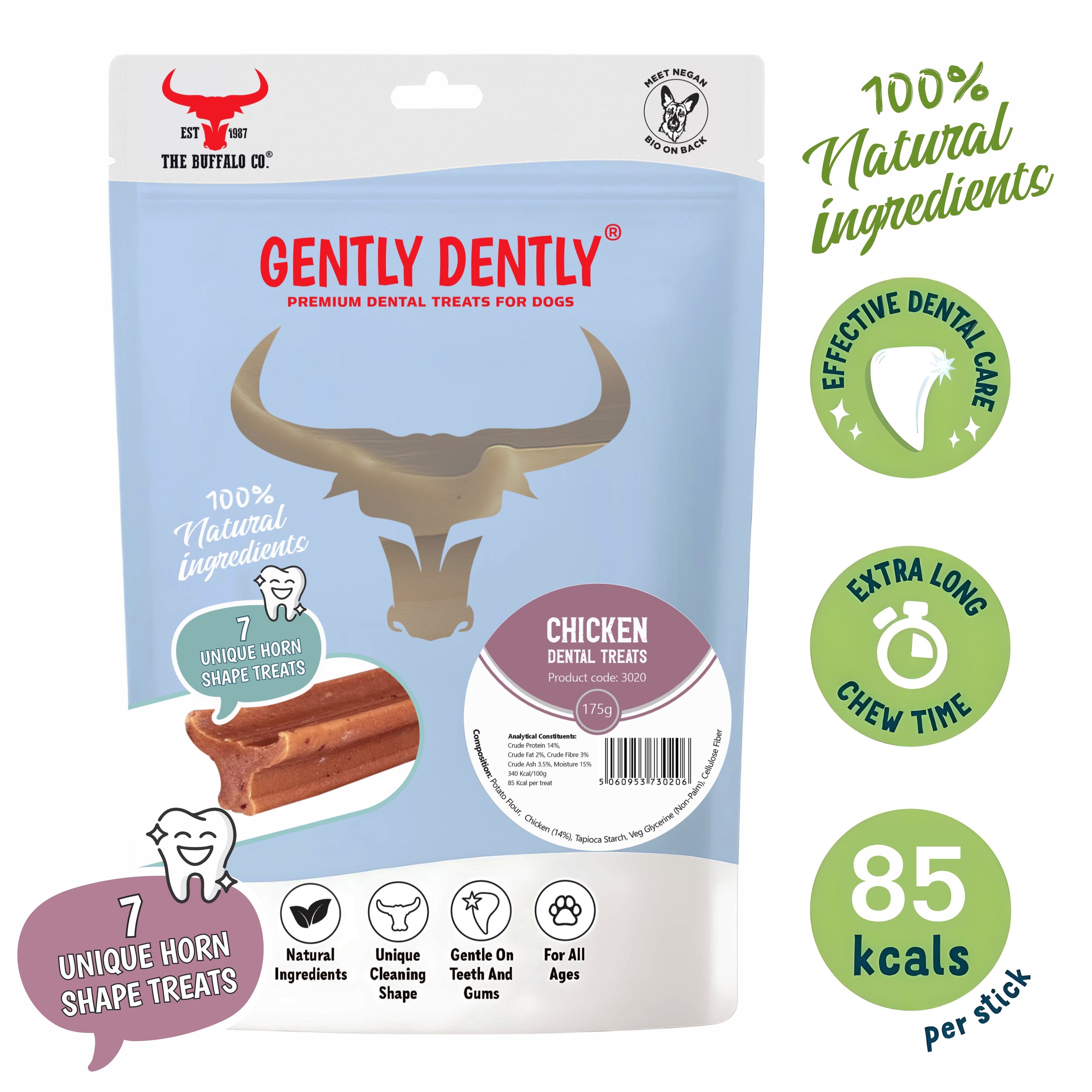 Gently Dently Chicken Dental Treats for Dogs (175g)