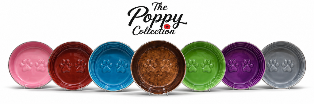 The Poppy Collection Dog Bowl - Blue